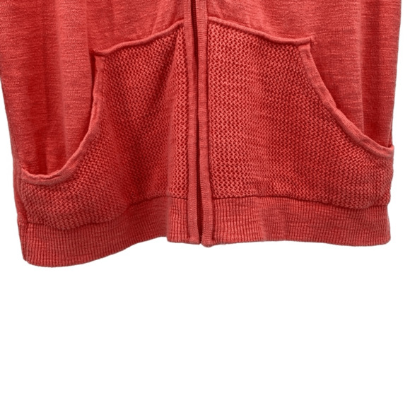 Weekends By Chico's Women's Orange Cotton Knit 3/4 Sleeve Zip-Up Cardigan Size 1 - Picture 5 of 11